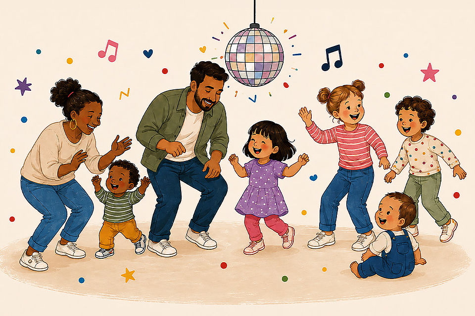 Kinder tanzen bei der U6-Kinderdisco im DRK-Treffpunkt Barmbek